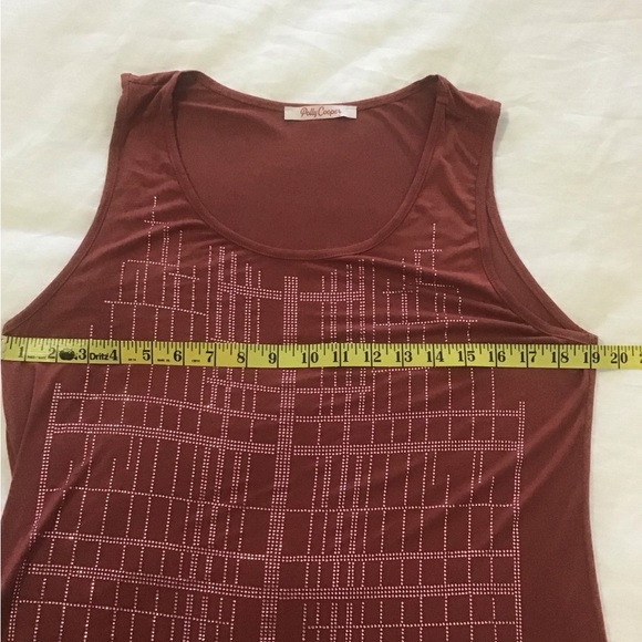 Polly Cooper Brick Red Geometric Sparkle Embellishment Tank Top, Size XL - Picture 9 of 10